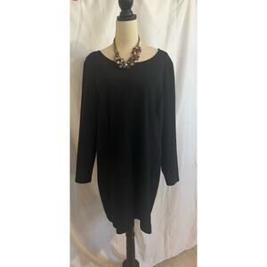 Kensie Black Long-Sleeve Colorblocked Dot Print Dress Size XL